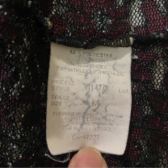 🎈LAURA women whimsical whimsigoth fairycore metallic floral laced top size M - Picture 6 of 7